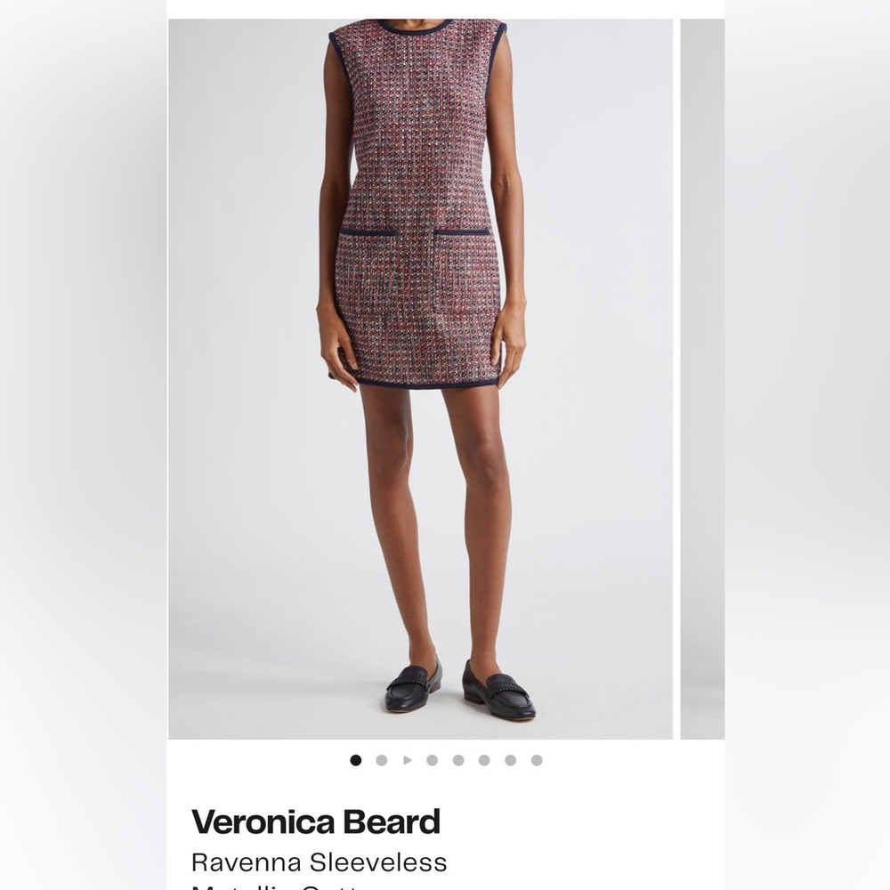 NWOT Veronica Beard Ravenna Sleeveless Metallic Cotton Tweed Minidress, size 6